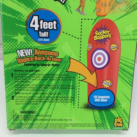 Socker Boppers Power Bag Standing Inflatable Punching Bag Red 4' Tall Ages 3+ - Picture 7 of 8